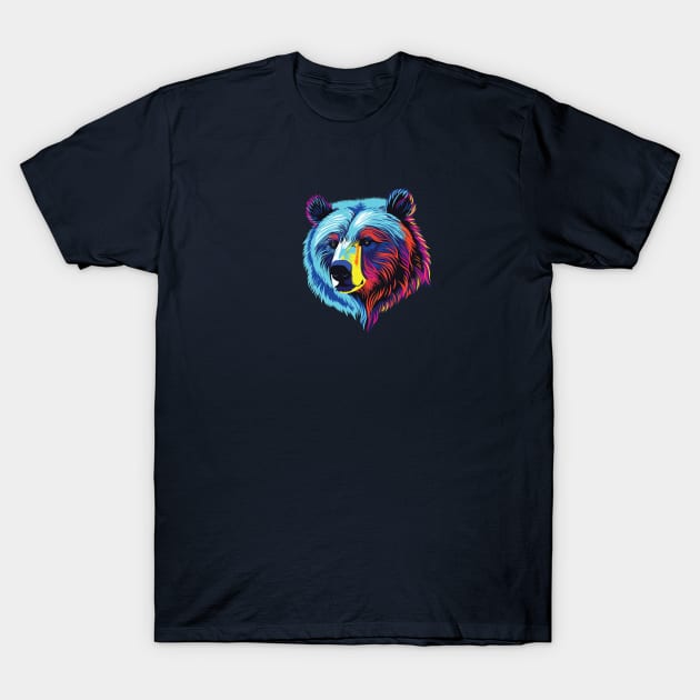 Neon grizzly bear head T-Shirt by AnnArtshock